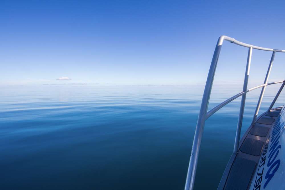 Glassy Flat Ocean From Side of Boat