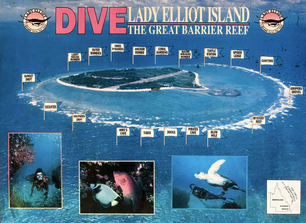Historical Map of Lady Elliot Island Dive Sites