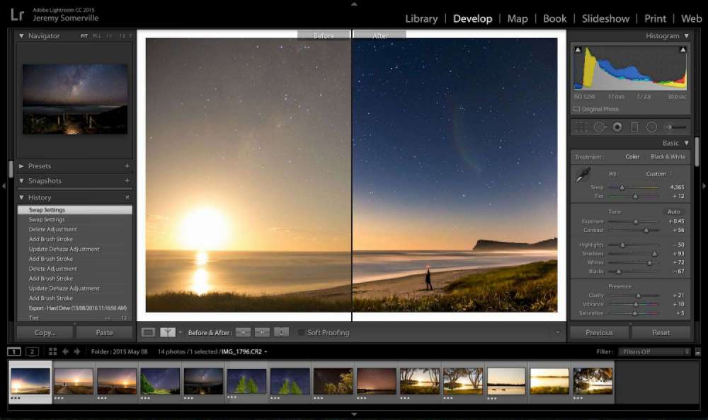 Screenshot of Adobe Lightroom Editing